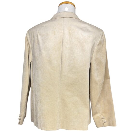 Hand Tailored Vintage Beige Suede Blazer Jacket By Chinese Custom Tailor - Picture 6 of 7